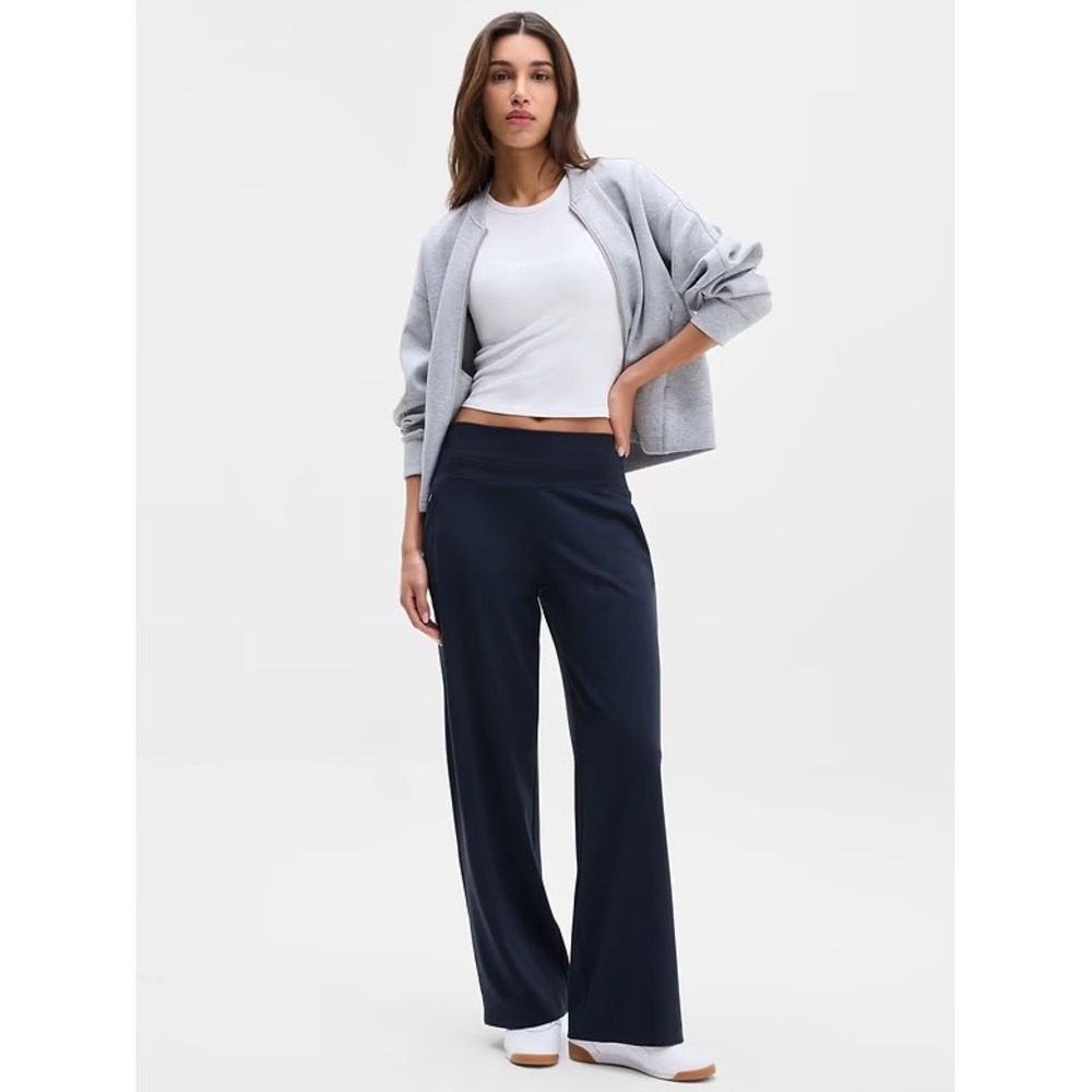 Athleta Venice Wide Leg Pants Black High Rise Travel Trousers Small